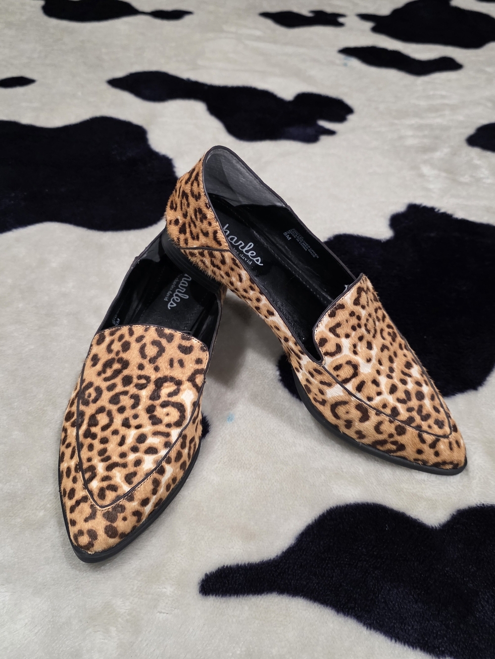 Charles by Charles David Leopard Print Pointed-Toe Flats - Tan/Black